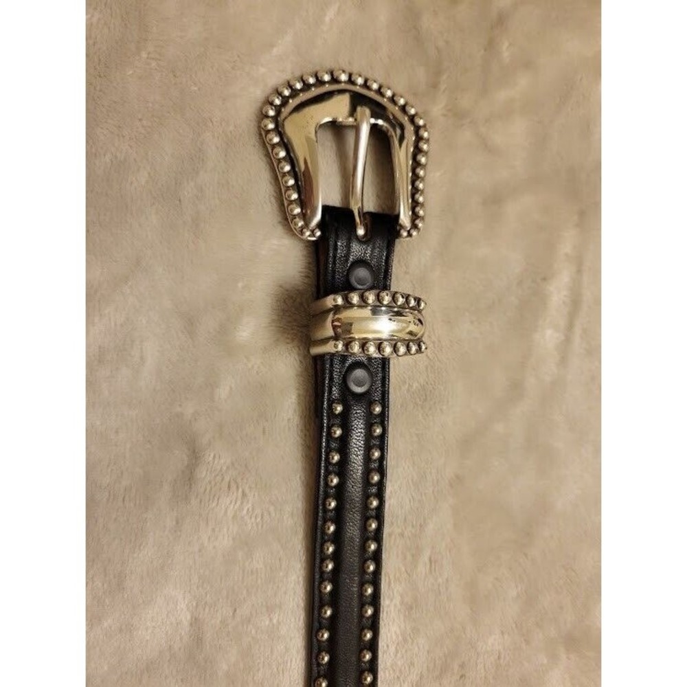 Justin Palazzo Belt Black Bling Rhinestone Leather Belt Size 36 C20773.